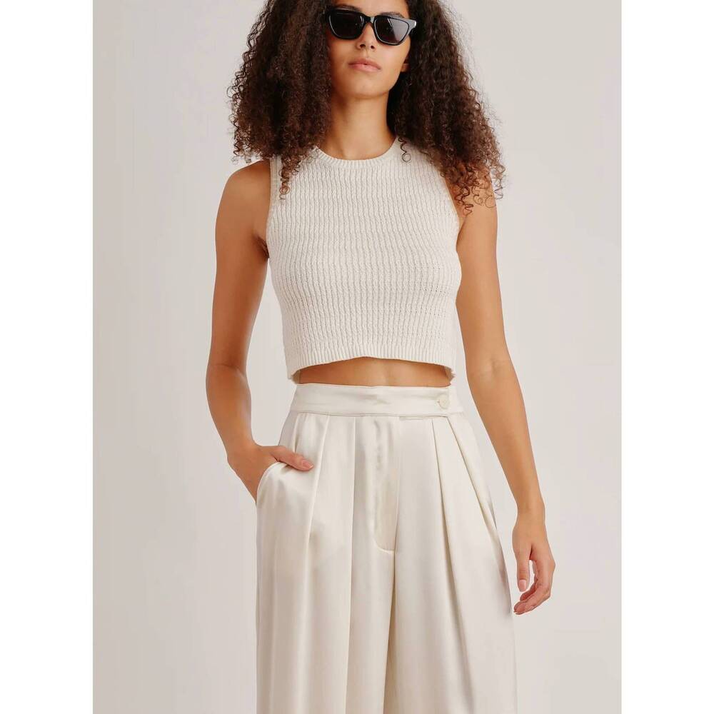 NEW SABLYN aja cropped tank with blanket stitch in ivory